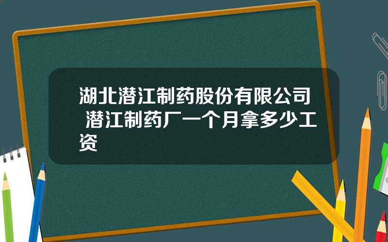 湖北潜江制药股份有限公司 潜江制药厂一个月拿多少工资